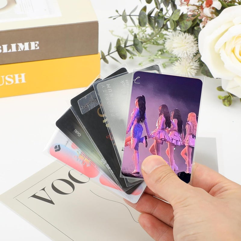 Monigte 100 Pcs photocard Sleeves, 57x88mm Ultra Clear and Thick Sleeves Idol Photo Cards Protector Trading Cards Shield Cover - Image 4